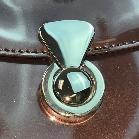 Beijo Brown Leather With Matching Coin Purse Set Twist Lock Women Handbag Size M - Picture 6 of 16